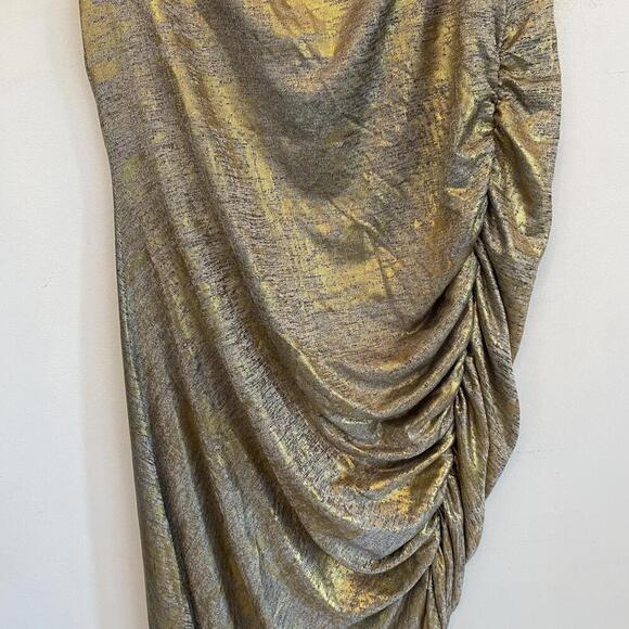ANTHROPOLOGIE gold Maya ruched cowl neck maxi dress sz XL - Picture 6 of 6